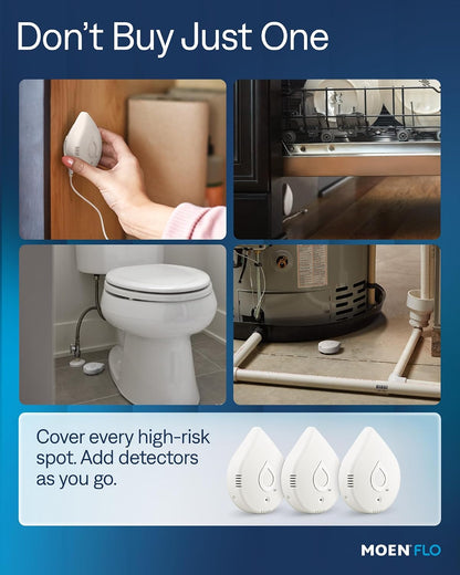 Moen 920-005 Flo Smart Water Leak Detector, White, 3-Pack