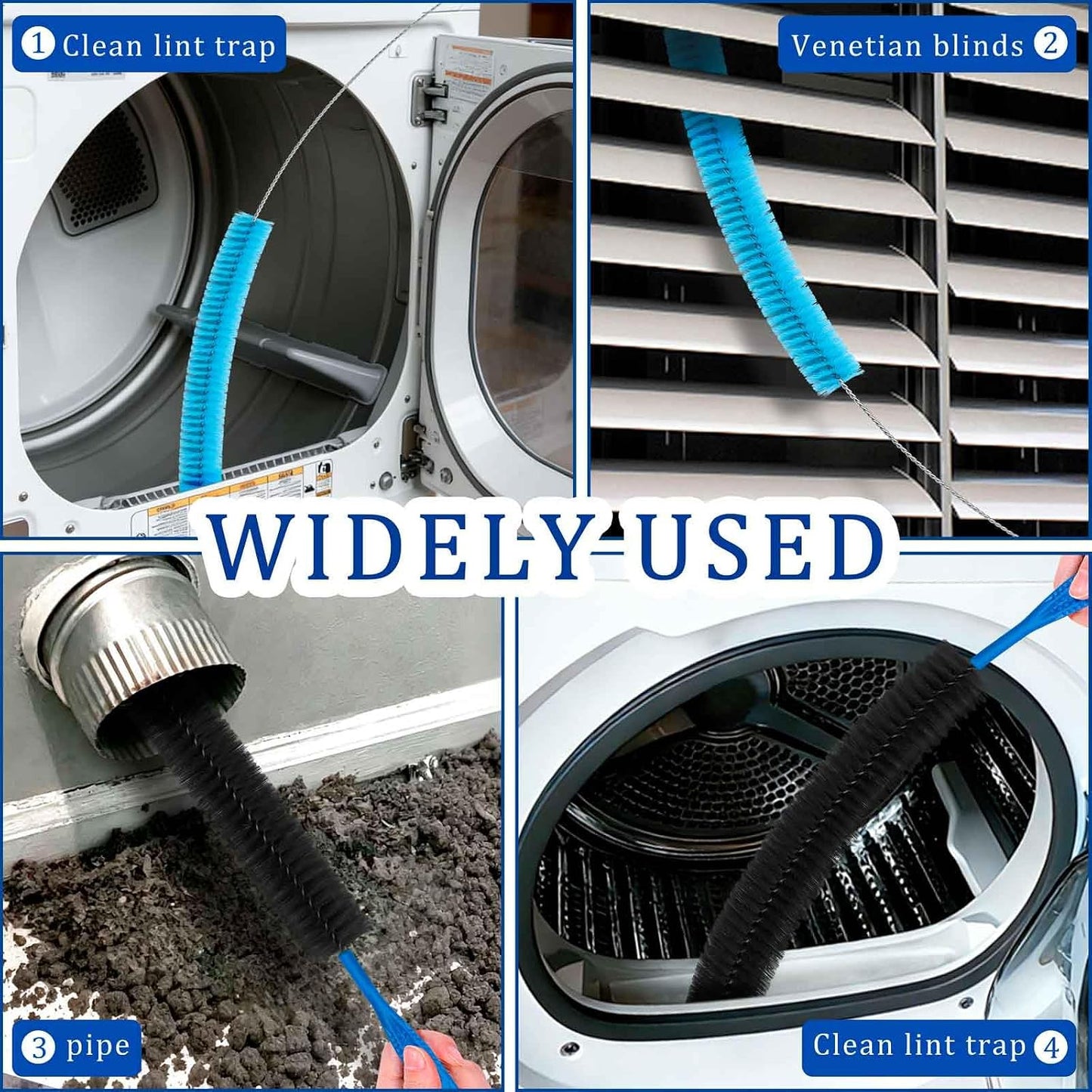 Dryer Vent Cleaner Kit with Dryer Vacuum Hose Attachment Suitable for Most Vacuum Cleaners, Twrrnbv Dryer Cleaner Lint Brush Remover, Duct Cleaning Tool for Laundry Room, Cleaning Accessories (Black)