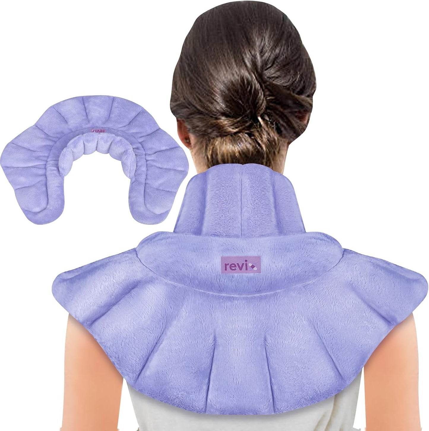 REVIX Microwave Heating Pad for Neck and Shoulders Back, Microwavable Heated Neck Wrap Warmer with Moist Heat, Lavender Aromatherapy Hot and Cold Pack