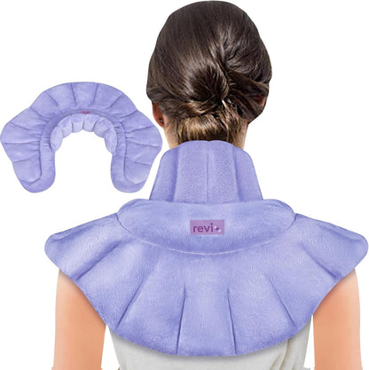 REVIX Microwave Heating Pad for Neck and Shoulders Back, Microwavable Heated Neck Wrap Warmer with Moist Heat, Lavender Aromatherapy Hot and Cold Pack