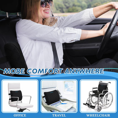 Lumbar Support Pillow for Office Chair, Back Support, Memory Foam, Grey | Improve Sitting Posture & Back Pain Relief. Lumbar Pillow Fits Office, Gaming & Car Chairs with Adjustable Dual Straps