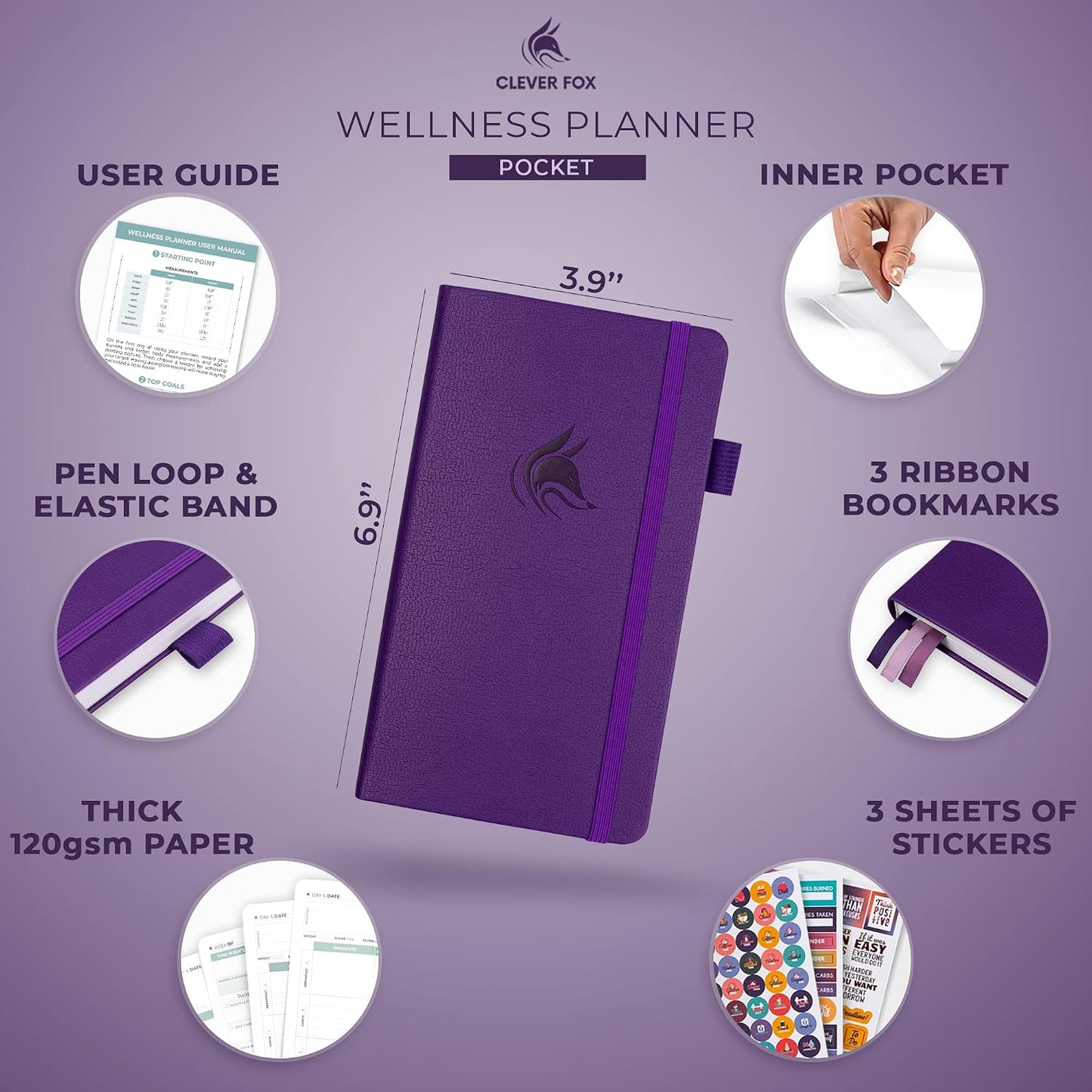 Clever Fox Wellness Planner & Food Journal for Weight Loss, A5 Orange | 5.8"x8.3" nutrition & exercise tracker for women tracking meals, diet & symptom diary, calorie counter notebook, stickers