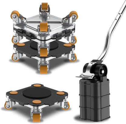 ONEON Furniture Mover with Wheels, 360° Rotation Wheels Furniture Dolly for Moving Heavy Furniture, Appliances, 660 LB Max Load Capacity with Auxiliary Lifter - Connect Dolly