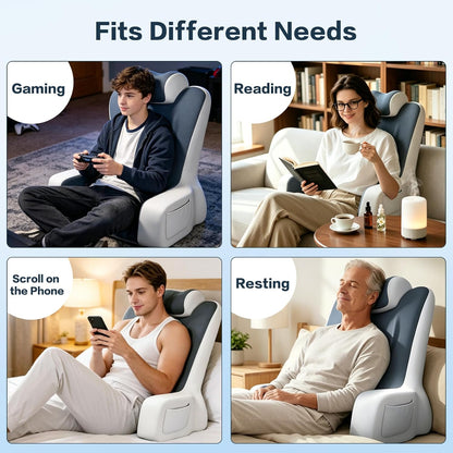 Reading Pillow- Memory Foam Back Pillow for Bed Sitting Up, Ergonomic Lumbar Support Cushion with Arms for Reclining, Gaming, Working, Resting, Watching TV﻿ (Grey)