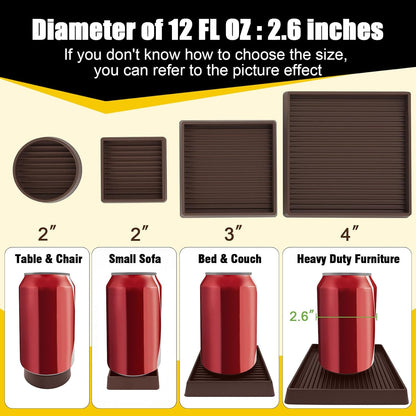 xxxHOLIC Rubber Non Slip Furniture Pads, 2" Black Round, Set of 4 | Furniture Grippers for Hardwood Floors, Anti Skid Caster Cups, Bed Frame & Couch Stoppers, Floor Protectors for Heavy Duty