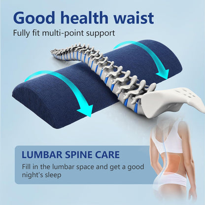 Cozyhealth - 2.95" H*18.7" L - Soft Small Lumbar Pillow for Sleeping, Memory Foam Back Lumbar Support Cushion for Lower Back Pain Relief Bed Waist Sleep Support Pillow for Side, Back (White, Small)