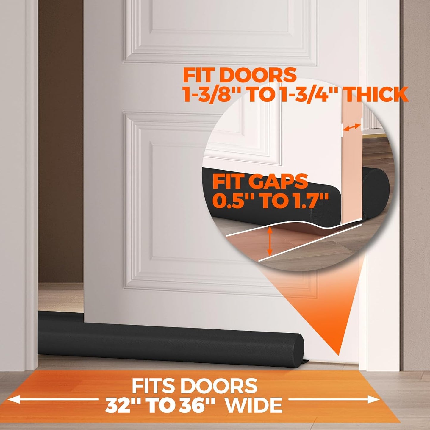 Holikme Under Door Draft Stopper Door Seal Gap Filler Weather Stripping | 36 Inch Soundproofing Noise Blocker Window Breeze Adjustable Draft Blocker for Bottom of Door Stop Light, Air, Dust, Gray