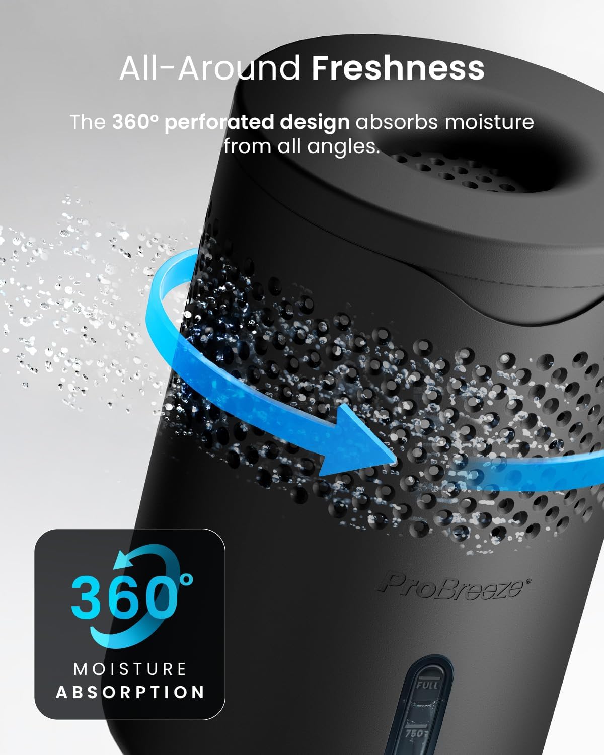 Pro Breeze Osmo Non-Electric Moisture Absorber, 44 fl.oz, Included 1.54lb Refillable Tablet, Lasts 100 Days, Ideal Silent Mini Dehumidifier for Closet, Bathroom & Bedroom, Fragrance Free, White