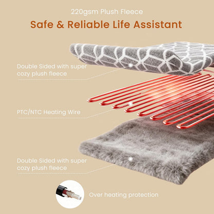Heated Blanket Electric Throw Blanket with Built-in Button Controller 50"x60" One-Touch Ultra Cozy Soft Warm Heating Electric Blanket with 4 Heat Levels & 4 Hours Auto-Off Overheat Protection