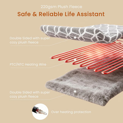 Heated Blanket Electric Throw Blanket with Built-in Button Controller 50"x60" One-Touch Ultra Cozy Soft Warm Heating Electric Blanket with 4 Heat Levels & 4 Hours Auto-Off Overheat Protection