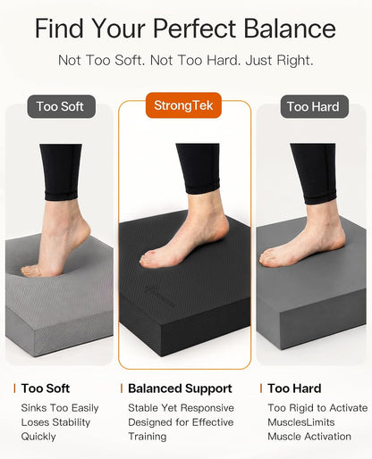 StrongTek Foam Balance Pad, High-Density TPE, 15.8 x 13 x 2 in, Non-Slip | Water-Resistant, Supportive Cushioning, Kneeling Support, Core Strength and Stability Training, Physical Therapy and Yoga