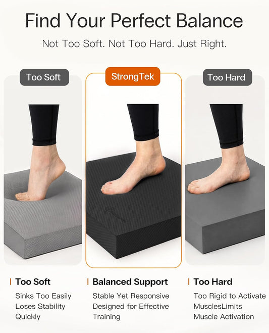 StrongTek Foam Balance Pad, High-Density TPE, 15.8 x 13 x 2 in, Non-Slip | Water-Resistant, Supportive Cushioning, Kneeling Support, Core Strength and Stability Training, Physical Therapy and Yoga