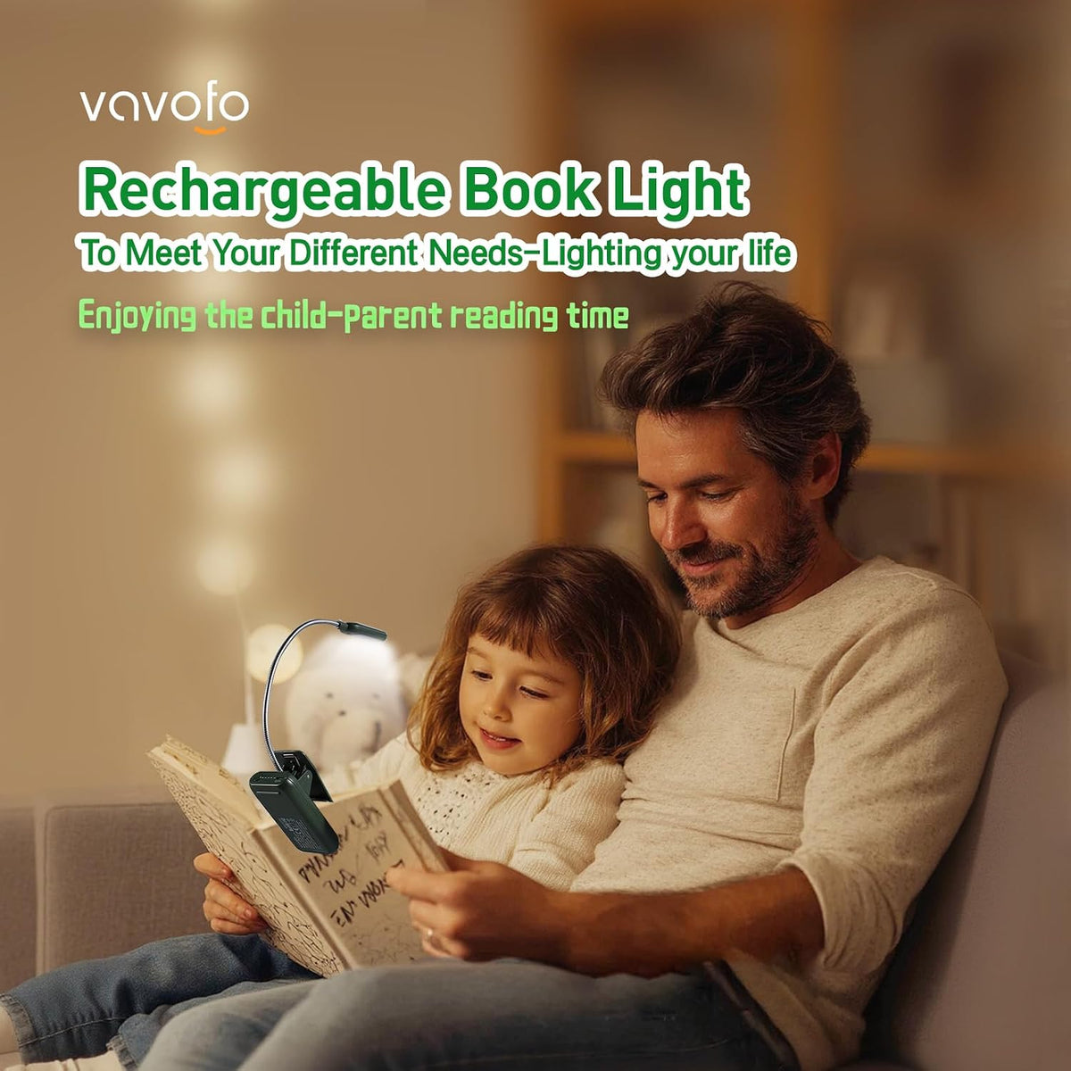 VAVOFO Rechargeable Reading Light, Clip on Book Light for Reading in Bed