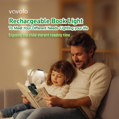 VAVOFO Rechargeable Reading Light, Clip on Book Light for Reading in Bed