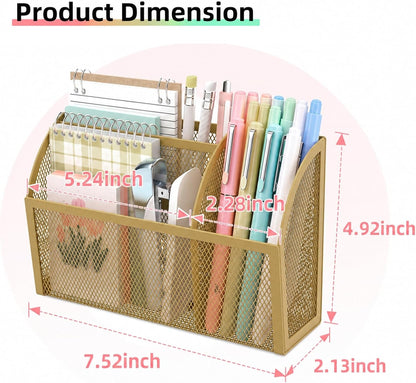 Magnetic Pencil Holder, Magnetic Organizer for Locker Accessories, Black | Mesh Marker Holder with Strong Magnets and 3 Compartments for Whiteboards Refrigerators and Magnetic Lockers