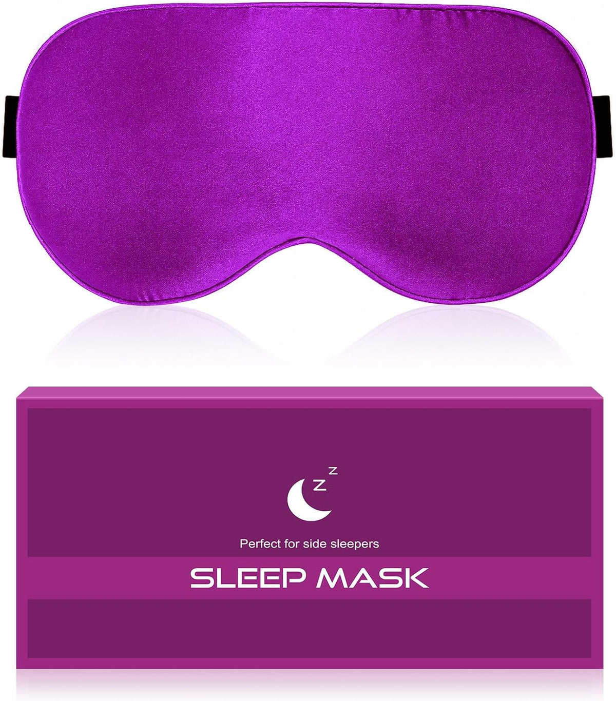 Silk Sleep Mask for Women and Men - Soft Breathable Organic Natural Mulberry Silk Fabric Blackout Eye Mask with Adjustable Straps No Pressure Eye Mask for Travel Essentials Gifts (Black)