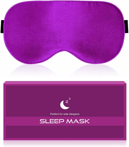 Silk Sleep Mask for Women and Men - Soft Breathable Organic Natural Mulberry Silk Fabric Blackout Eye Mask with Adjustable Straps No Pressure Eye Mask for Travel Essentials Gifts (Black)