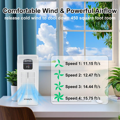 Sugoiti Portable Fan, 4 Speeds, 8H Timer, 3 Mists, 2L Tank, 7 Color Night Lights, Remote, 120° Oscillation, Ideal for Home, Bedroom or Office