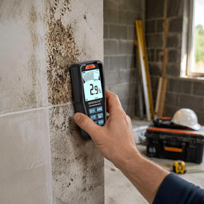 Pinless Moisture Meter for Wall,Floor – Digital Moisture Tester | With 3-Color LCD Display, Audible Alarm & HOLD Function, Ideal for Home Inspections