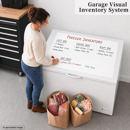 Magnetic White Board for Refrigerator Plan Weekly Menus at a Glance | Dry Erase Sheet for Meal Schedules - 12" x 8" Kitchen Command Center for Busy Moms with Magnet Backing Packed Flat