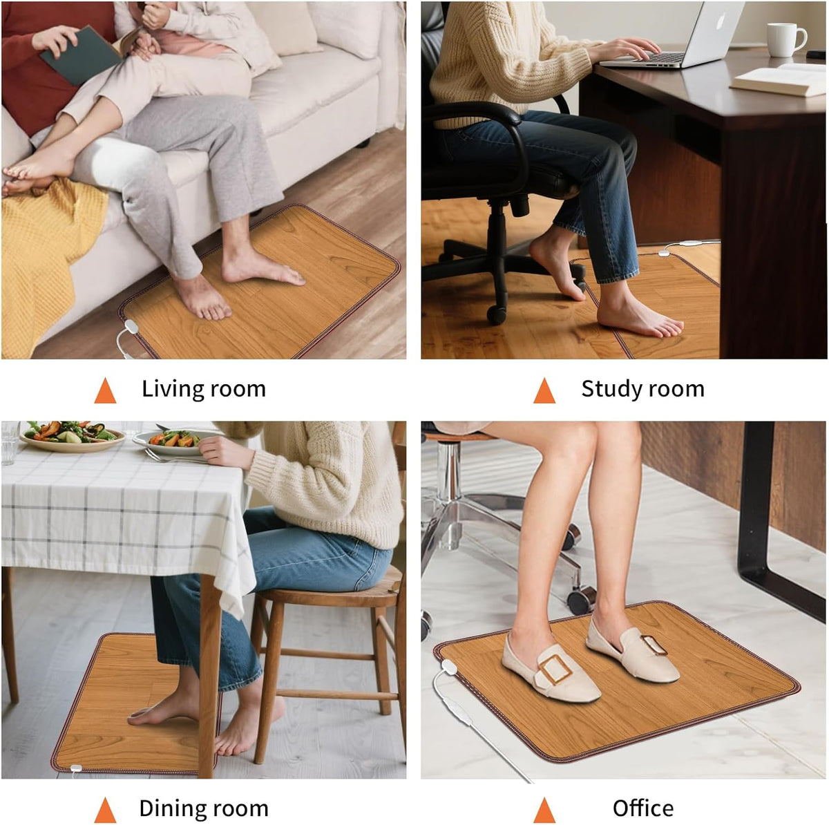 Heated Floor Mat, Foot Warmer Under Desk, Feet Heating Pad with 10 Heat Settings and Timer, Fast Heating for Office, Home, Study Play Room 120V 60W 18.5x14.2 inch SZ