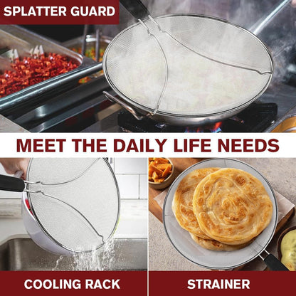 Silicone Splatter Screen for Frying Pan,Grease Splatter Guard,Heat-Resistant Splatter Guards for Cooking,Dishwasher Safe (9.8", 11.4", 13")