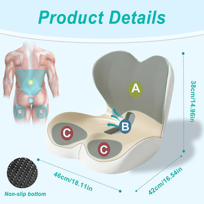 Seat Cushion for Office Chair, Ergonomic Cushion with Lumbar Support Pillow