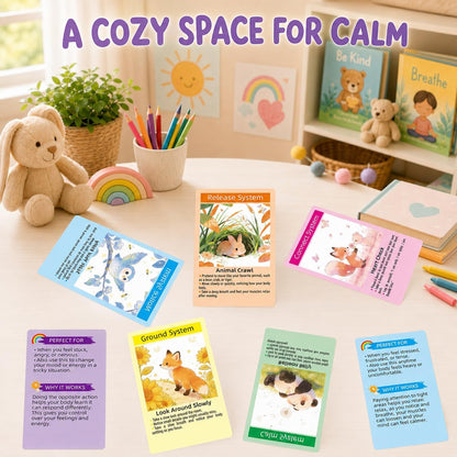 Somatic Therapy Cards for Kids, 52 Emotional Regulation Exercises Mindfulness, Calm, Focus & Coping Skills Therapy Tools for Home, School, Calm Down Corner Ages 5-12