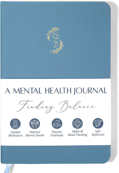 FINDING BALANCE Mental Health Journal – 6-Month Daily Journal with Prompts for Mindfulness, Self-Care & Healing – Anxiety & Depression Management – Hardcover