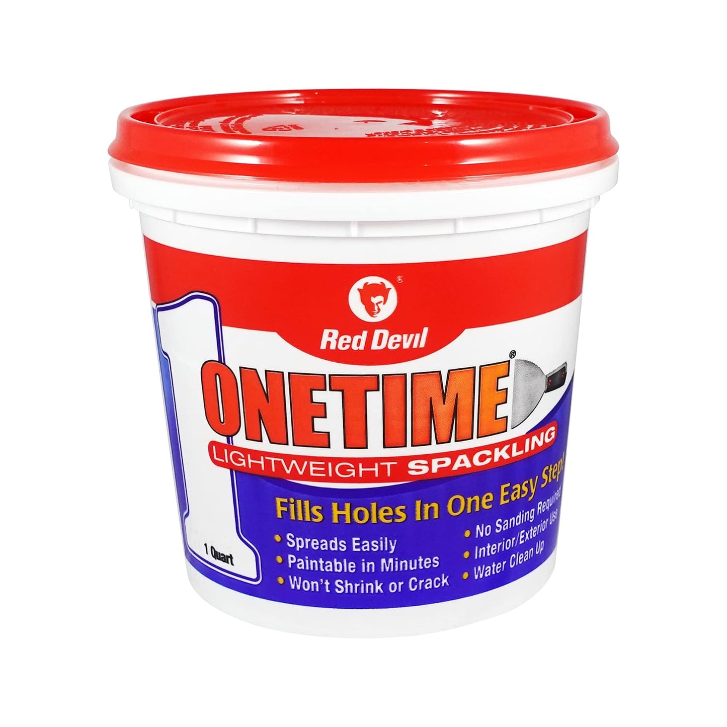Red Devil 0542 ONETIME Lightweight Spackle Wall Repair, Spackling for Holes Drywall, 1/2 Pint, White, 8 Ounce, Made in USA