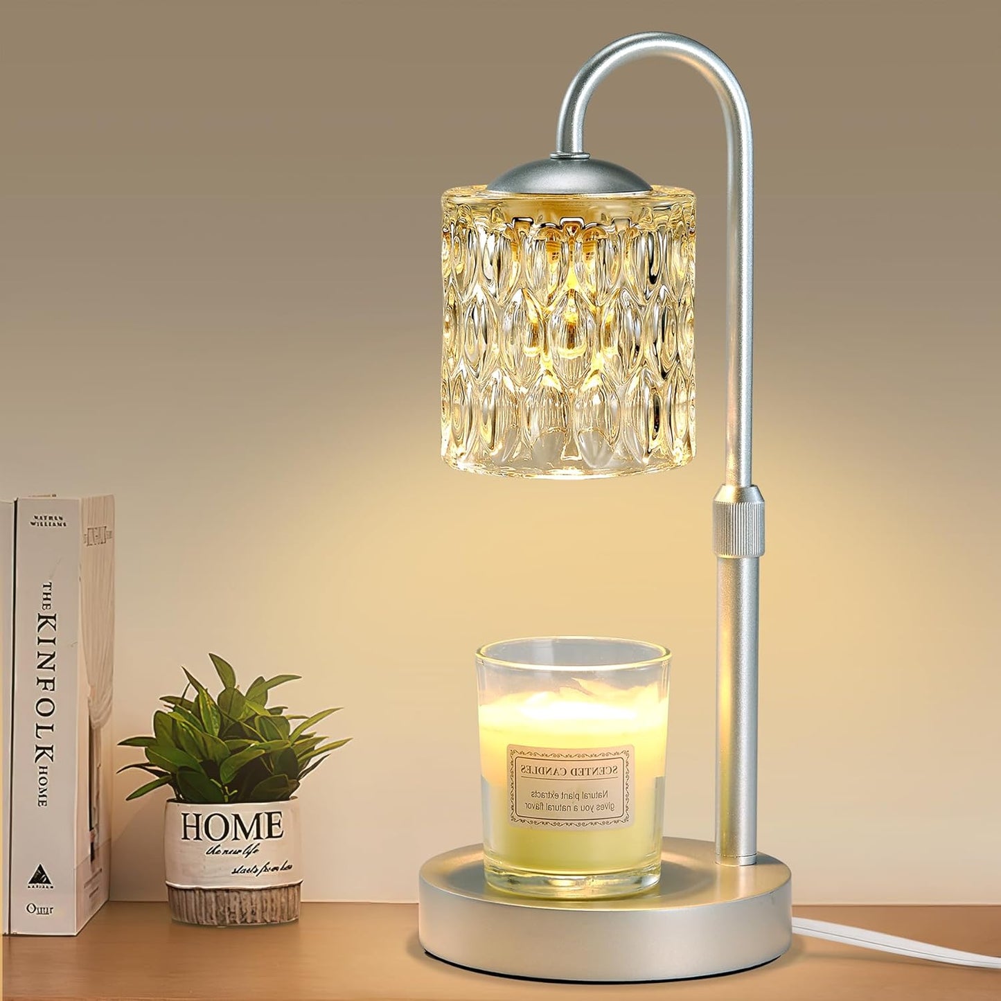 Briever Dimmable Candle Warmer Lamp with Timer, Height Adjustable Electric Candle Wax Warmer, Christmas Birthday Gifts for Women Mom, House Warming Gifts New Home Room Decor, Black Solid Wood Base