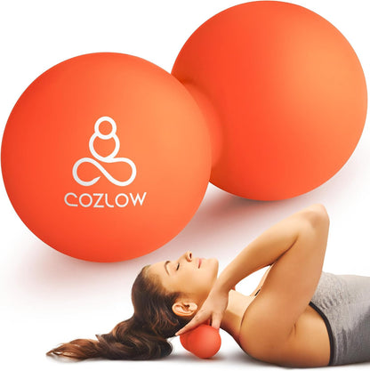 COZLOW Peanut Massage Ball - Deep Tissue Therapy, Pain Relief - Cobalt Blue | Cozlow 5" double lacrosse silicone massage ball, trigger point roller for mobility, acupressure tool for myofascial release