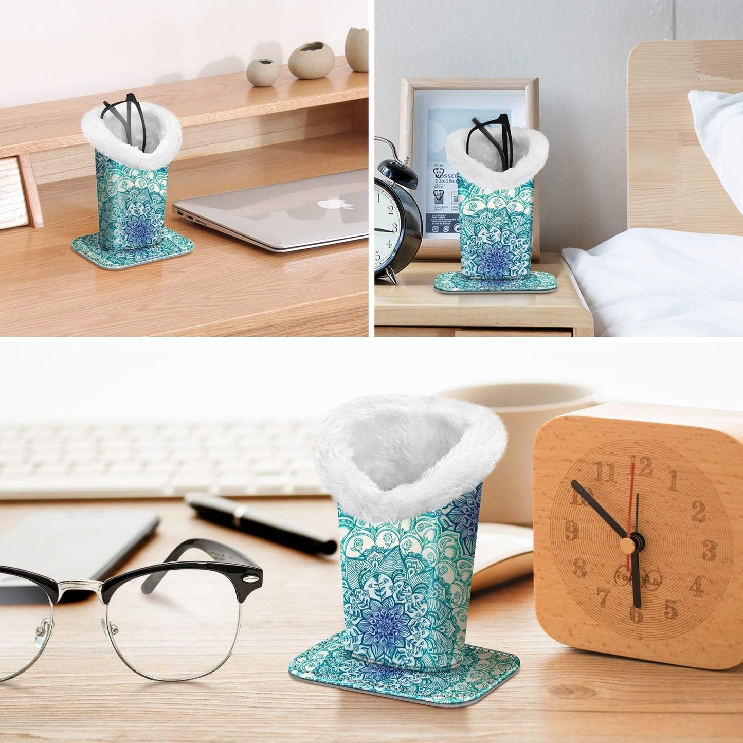 FINTIE Plush Lined Eyeglasses Holder, Glasses Stand Case For Nightstand | Soft Plush Lining, Bedside Eyeglasses Holder, Office Desktop Organizer, Small Item Storage, Anti-Scratch - Colors B