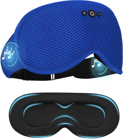 Sleep Mask with Bluetooth Headphones, Removable 3D Contoured Cup, Wireless Eye Mask for Sleep, Sleeping Headphones with Thin Stereo Speakers for Men, Women, Travel, Relaxation - Black | Wireless Eye Mask for Sleep, Sleeping Headphones with Thin Stereo