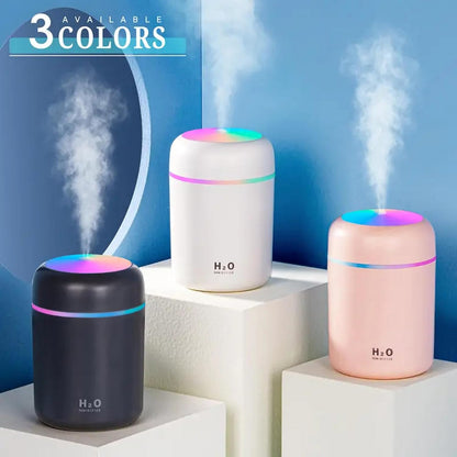 Portable Mini Humidifier, Colorful Volcanic Texture, 300mL Cool Mist Humidifier, USB Powered, Auto Shut-Off. Perfect for Bedroom, Office & Car.