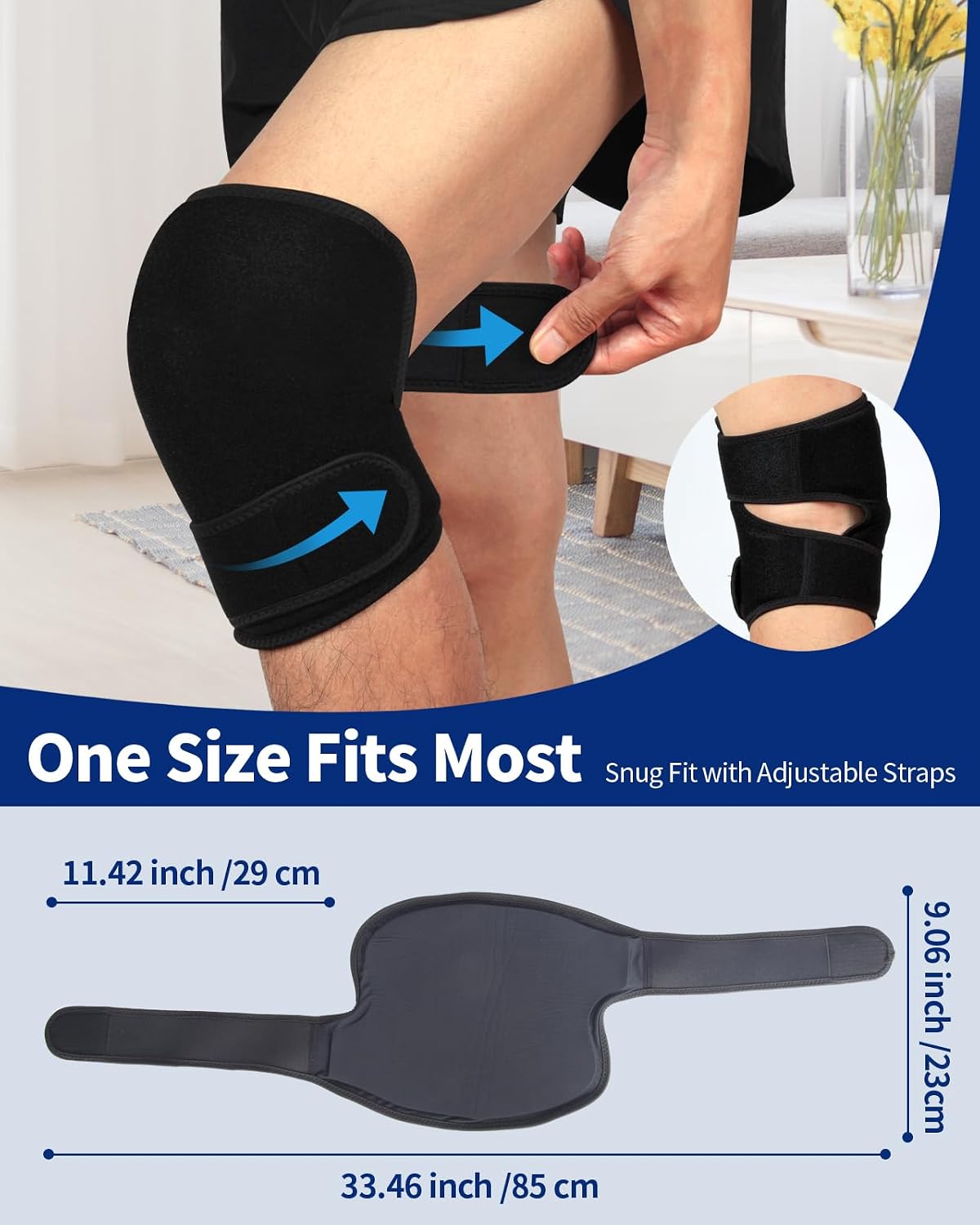 Gel Ice Pack Wrap with Straps for Knee,Elbow, Wrist, Neck, Ankle & Back,Reusable Ice Packs for Injuries, Inflammation & Recovery Hot Cold Therapy Short Style