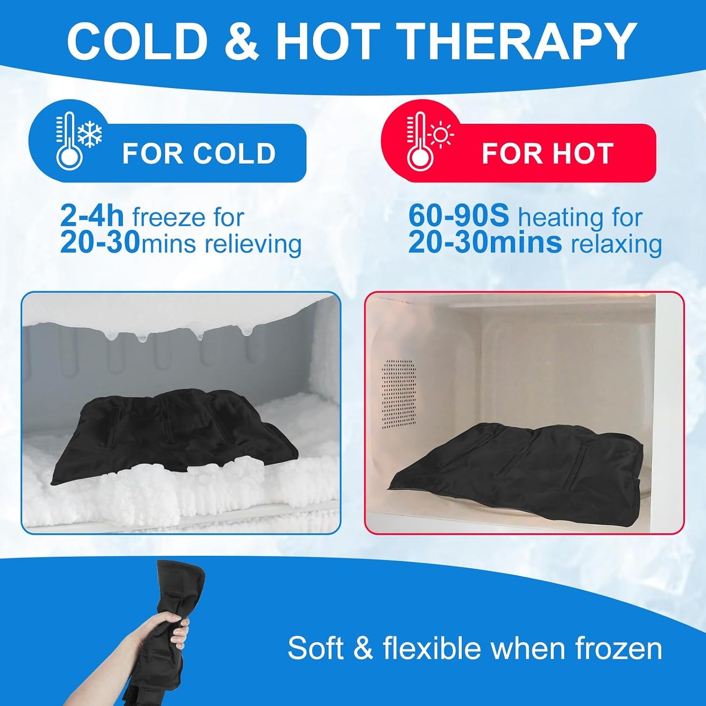 Gel Soft Flexible Ice Packs for Injuries, Reusable Cold Pack, Hot Cold Compress for Joint&Muscle Pain, Surgery Recovery, Inflammation, Swelling, Face, Head, Wrist, Ankle&Foot Injury, 4 Pack-5.1"x6.3"