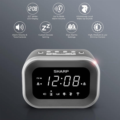 Sharp Big Bang 115dB Alarm Clock for Heavy Sleepers, Dual Alarms