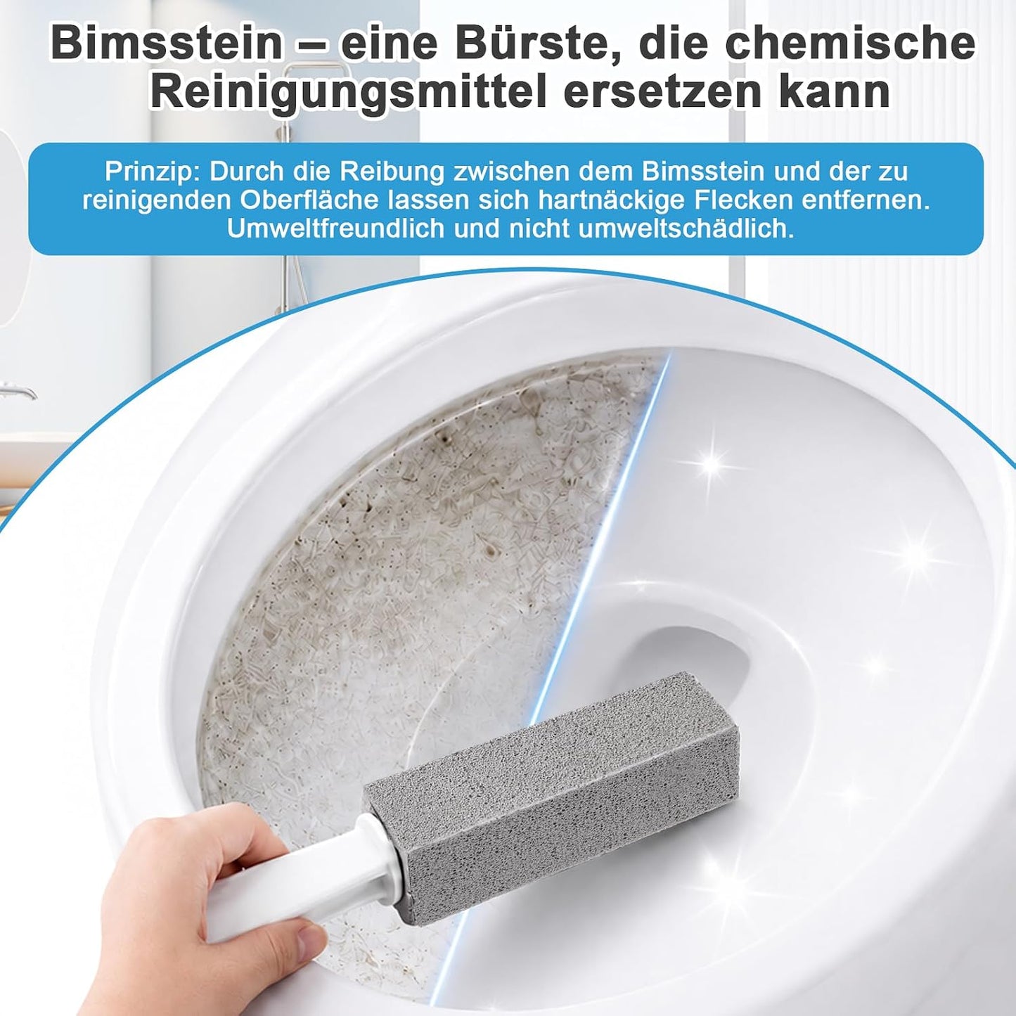 3 Pack Pumice Stone for Toilet Bowl Cleaning with Handle, Scouring Stick Remove Toilet Bowl Hard Water Rings, Calcium Buildup and Rust for Cleaning Toilet, Bathroom, Kitchen Sink, Grill (Gray)
