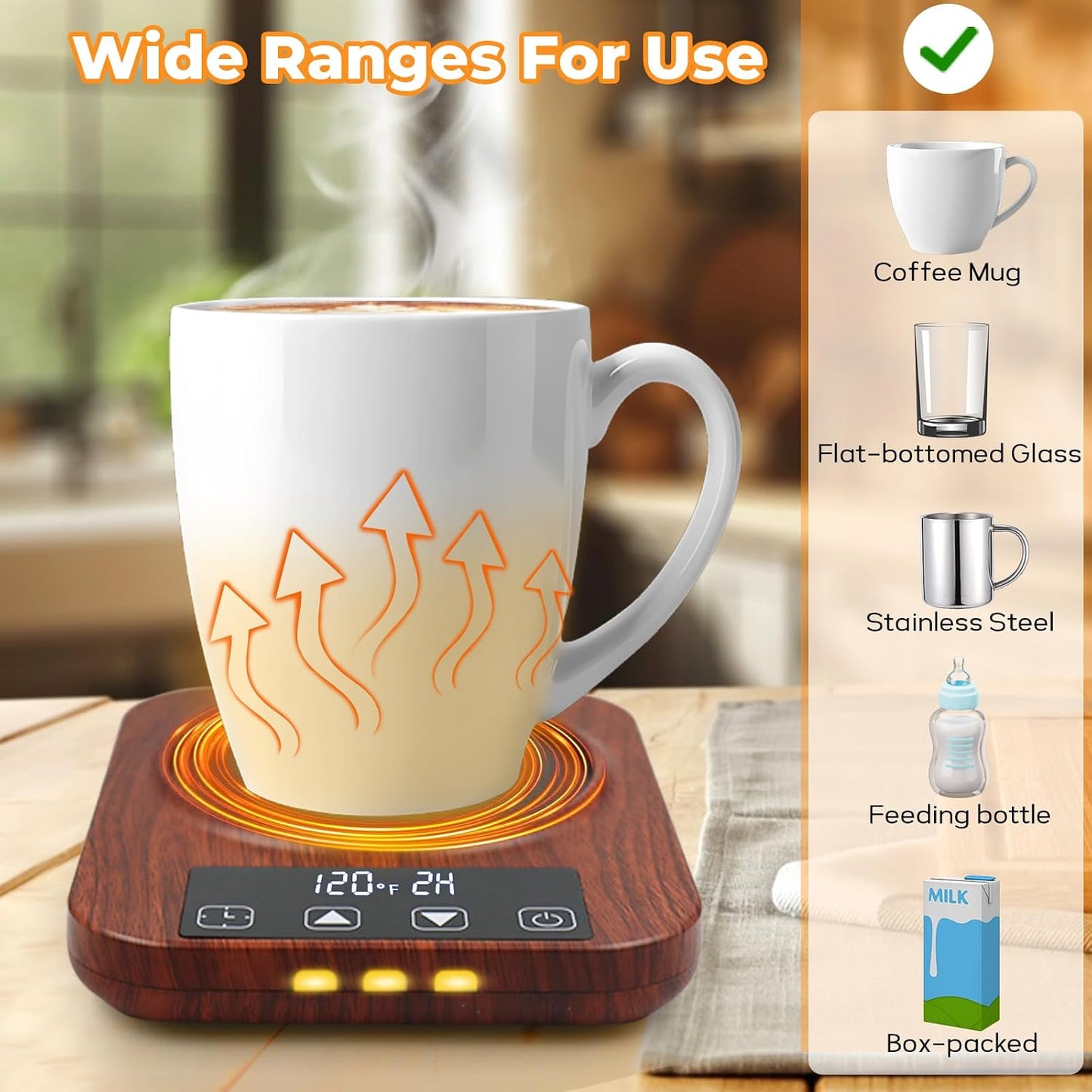 Coffee Mug Warmer, 9 Temp, 1-12H Timer Smart Electric, Auto Shut Off | Candle Warmer, Cup Warmer for Desk, Candle Warmer Plate Candle Melter, Heated Coffee Mug, Charging Coaster