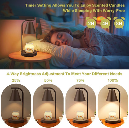 Brown Candle Warmer Lamp with Timer-Electric Candle Light for Bedroom Decor, Aromatherapy at Home | Gifts for Men | Home Gift Ideas