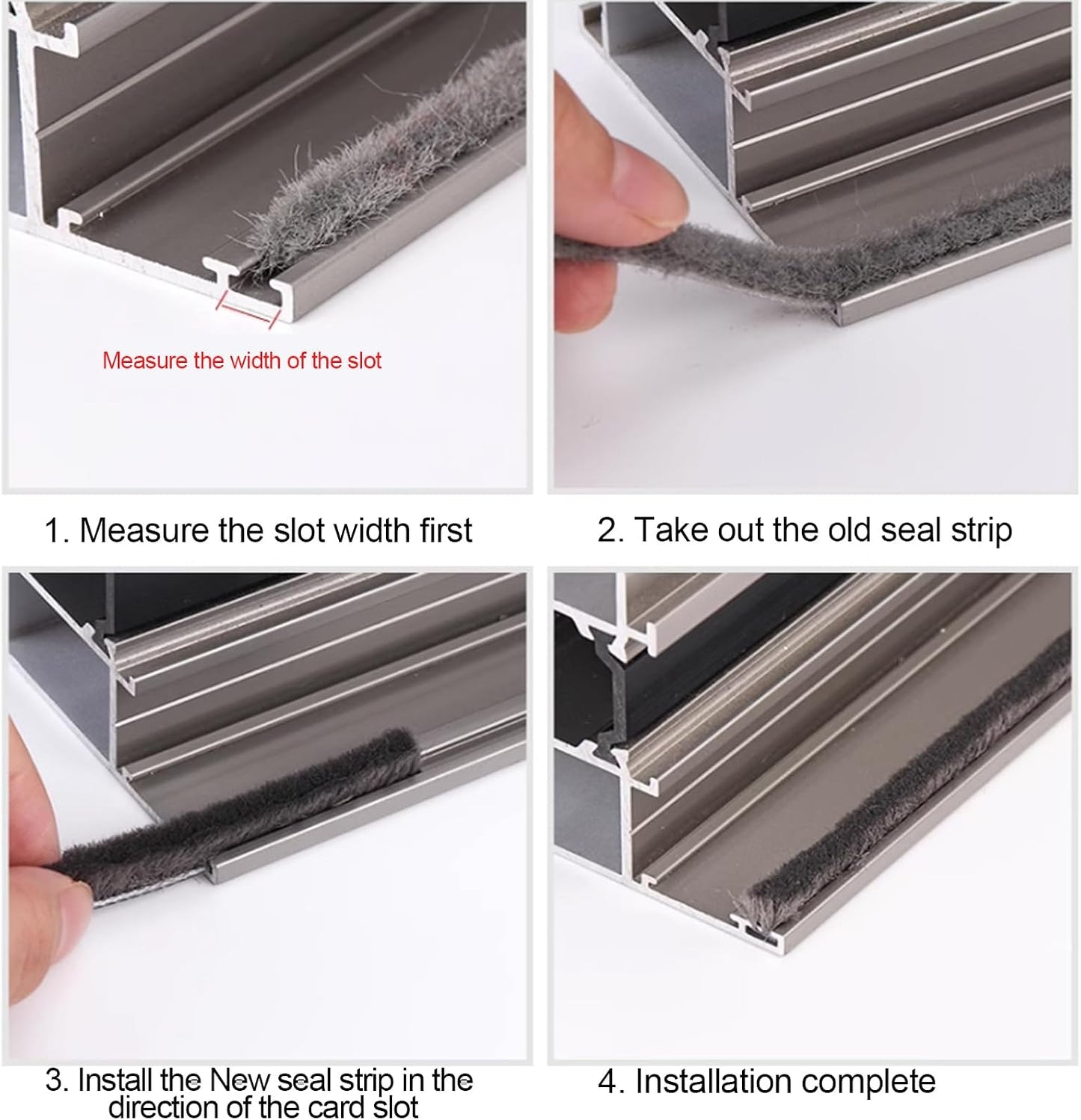 16 Ft (5m) 196 Inch Sliding sash Windows Doors Tape Pile Draught excluder Brush Seal Strip weatherstrip 7mm x 12mm (7/24 1/2 Inch, Gray)