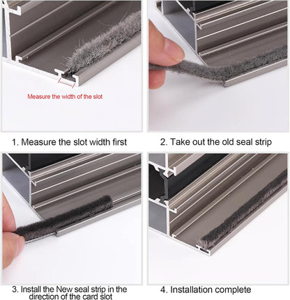 16 Ft (5m) 196 Inch Sliding sash Windows Doors Tape Pile Draught excluder Brush Seal Strip weatherstrip 7mm x 12mm (7/24 1/2 Inch, Gray)