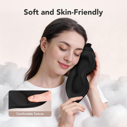 Sleep Mask for Side Sleepers, 100% Blackout 3D Contoured Eye Mask, Black | Zero Pressure Lash-Friendly, Adjustable Light Blocking Travel Mask for Men & Women