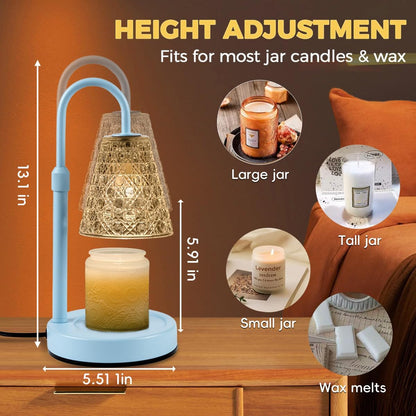 Candle Warmer Lamp with Timer Dimmable, Wax Melt Warmer, Black | Birthday Gifts for Women Mom, House Warming Gifts New Home Room Decor for Scented Jar, Height Adjustable
