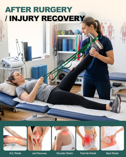 Trideer Non-Elastic Stretching Strap with Loops for Physical Therapy & Rehab, Knee Hip Leg ROM Post-Surgery, Yoga Strap for Stretching, Leg Lifter Strap Mobility Aid, Hamstring Calf Back