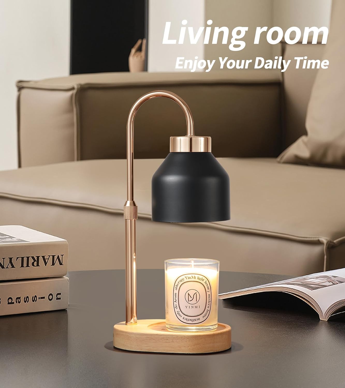 Candle Warmer Lamp with Timer and Dimmer,Electric Gold Light Gifts for Women Melt Wax Warmer Lamp with 2 Bulbs for Candle Jars House Warming New Home Decor Bedroom