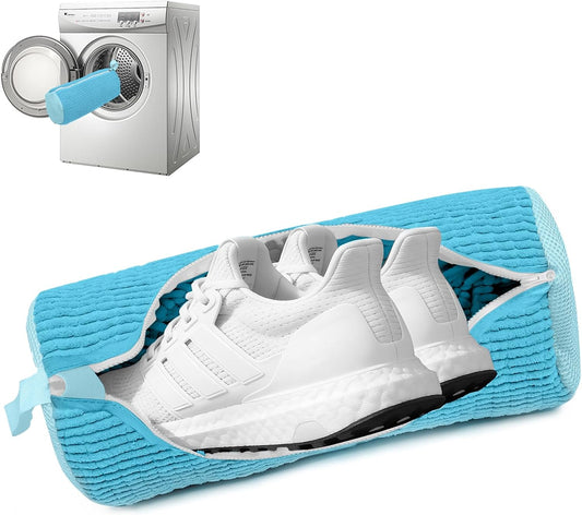 1PCS Blue Shoe Washing Machine Bags for All Shoe Types | Deep Cleaning,Reusable and Durable,Safeguarding Shoes from Scuffs and Deformation,Tear-Resistant Chenille Fabric