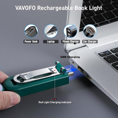 VAVOFO USB Rechargeable Bookmark Reading Light, Blue Light Blocking Amber LEDs for Bedtime Reading - Clip On, 9 Lighting Modes