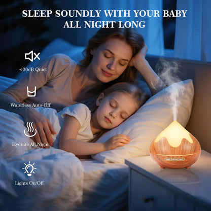 500ML Essential Oil Diffuser, Aromatherapy Diffuser with Remote Control, Multifunctional Air Diffusers for Home Office Room, Fragrance Aroma Diffuser with 7 Color LED & 2 Mist Mode, Brown